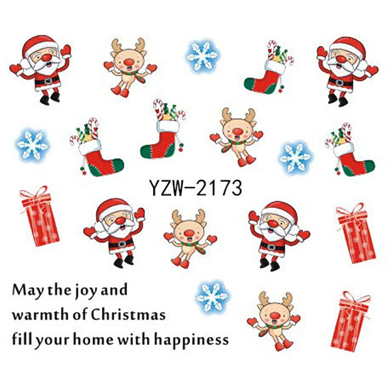 

ELECOOL Christmas Design Nail Art Decals Stickers Tips Santa Clause Pattern DIY Nail Art Decoration Tool Nail Gems Cartoon