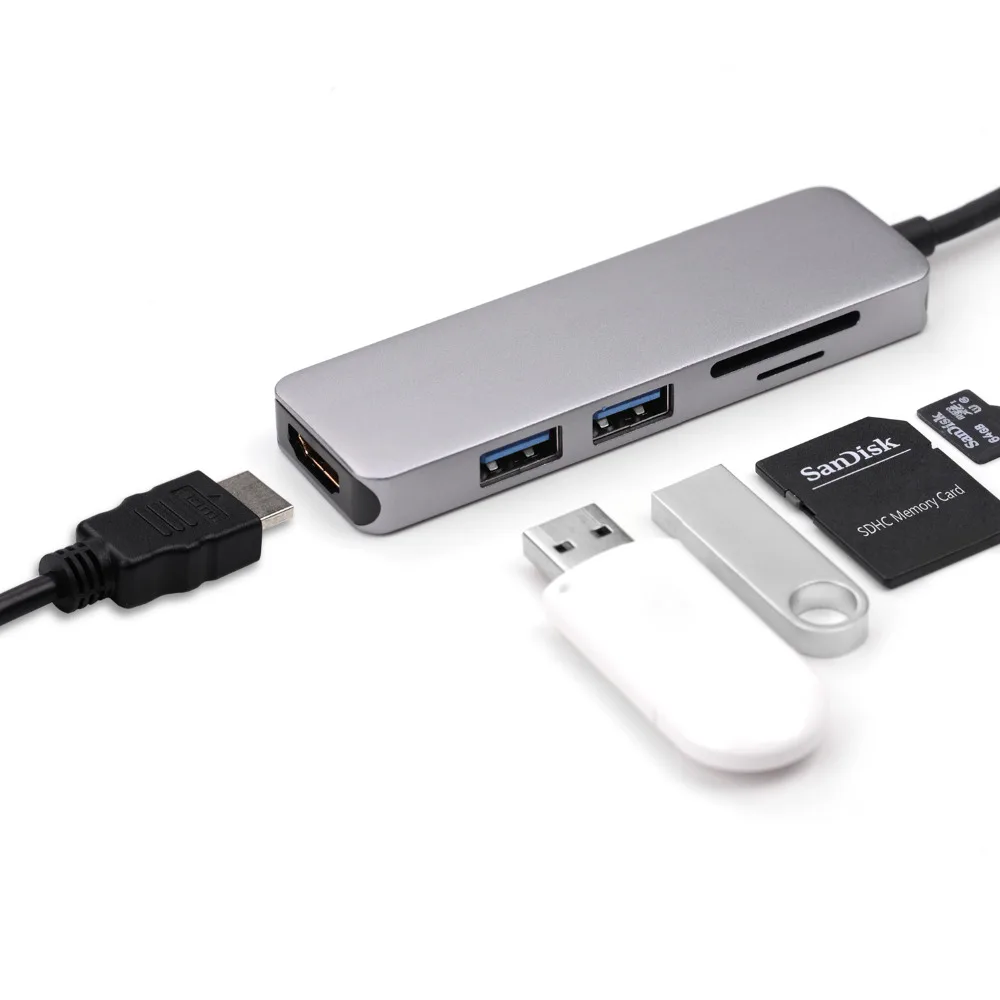 Док станция Thunderbolt 3 Usb c к HDMI/USB3.0 * 2/SD/TF Многофункциональный хаб для Mac Book Pro 2018 или