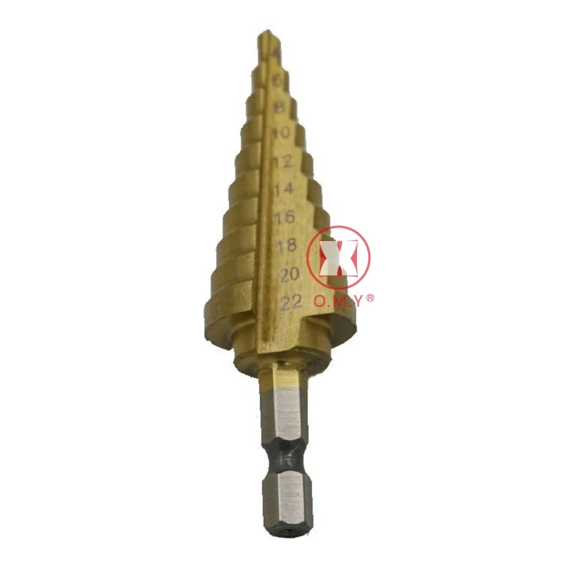 

1PC Hex Titanium Step Cone Drill Bit 4-22MM Hole Cutter HSS 4241 For Sheet Metalworking Wood Drilling High Quality Power Tools