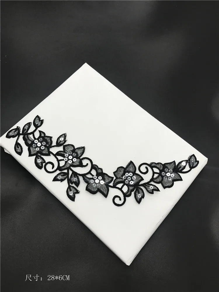 embroidery sequins patches large 3 black