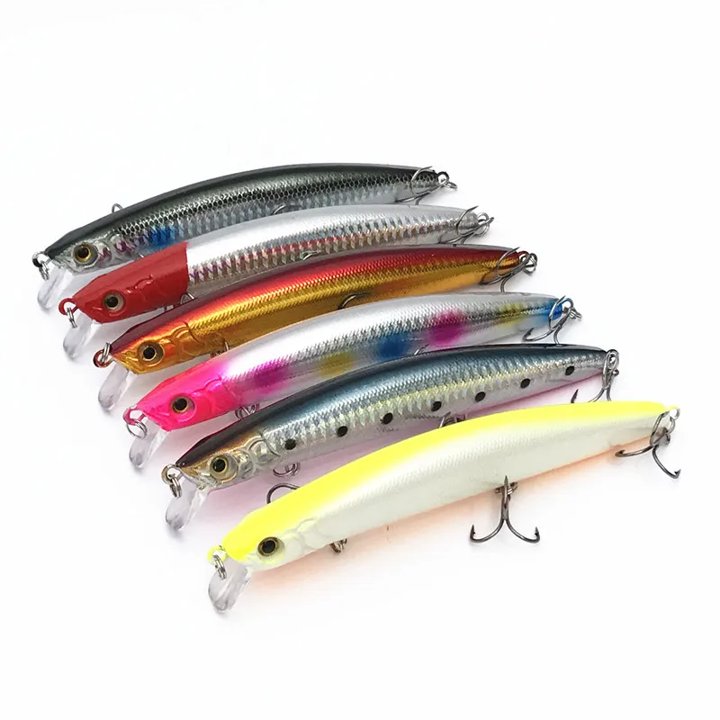 

6 Pieces Oversize Charm Minnow Sea Fishing Artificial Rigid Feed Hook 14cm28g Laser Lures Fighting Random with color delivery