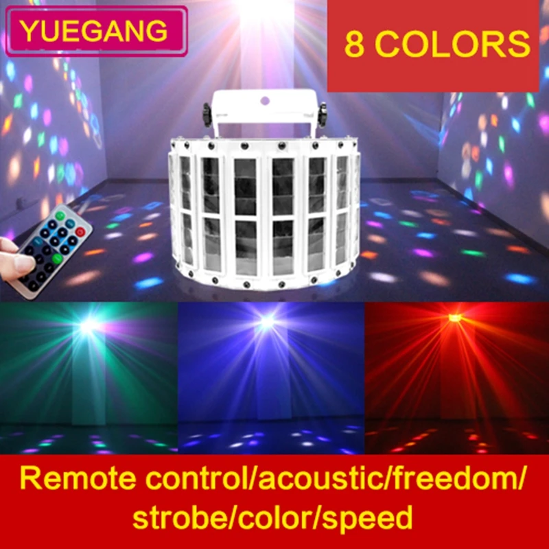 

latest remote control color led butterfly voice control bar KTV stage lighting Wedding light flash
