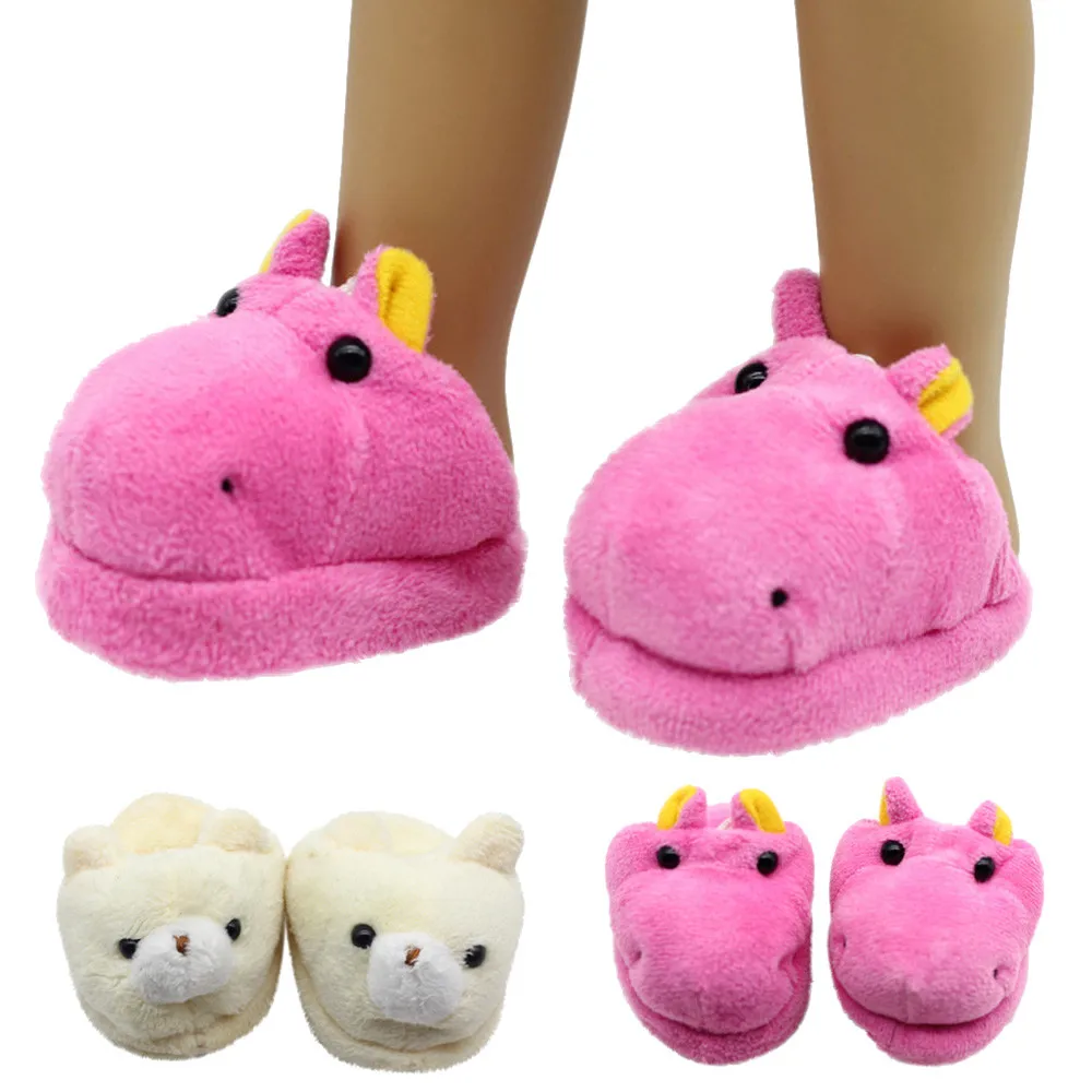 

For 18 Inch American Doll Cute Animal Plush Slippers american girl doll accessories toys for children 2019 drop ship ye11.19
