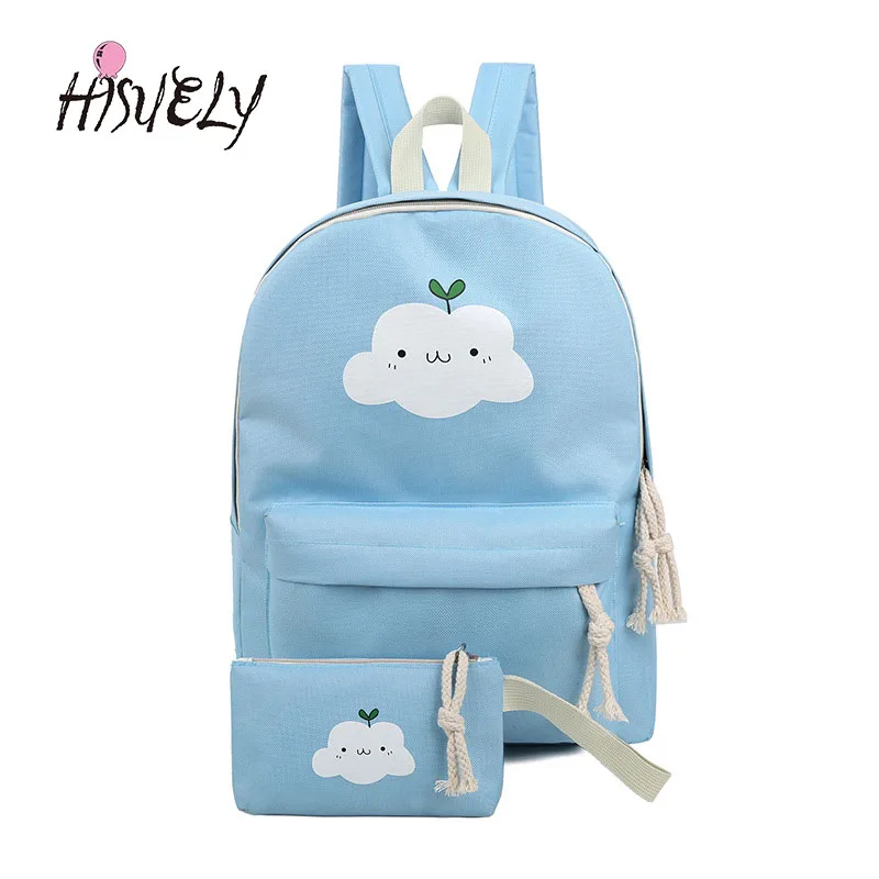 HISUELY Cute Cloud Backpack Women Canvas Backpack Printing Backpacks