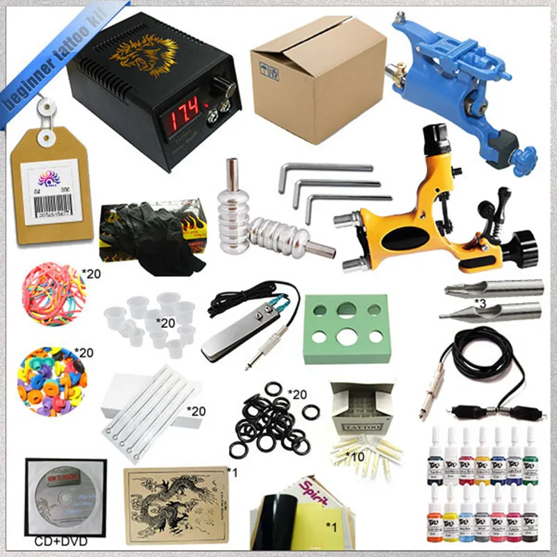 New Complete Beginner Rotary Tattoo Machine Kit Tattoo Machine Power
