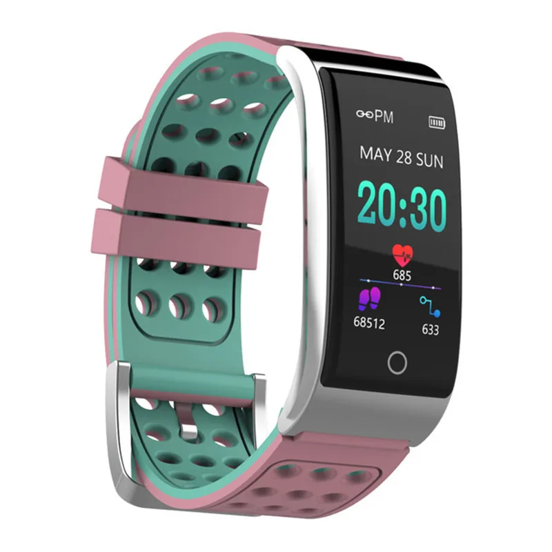 Pink Green E08 ЭКГ PPG умный Браслет фитнес-трекер IP67 водонепроницаемые Смарт-часы монитор артериального давления браслет - Цвет: Pink Green