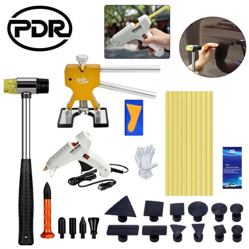 Super PDR tools Paintless Dent Repair Kit Dent Lifter Glue Gun Glue Sticks Tabs Dent Removal Tools Sets