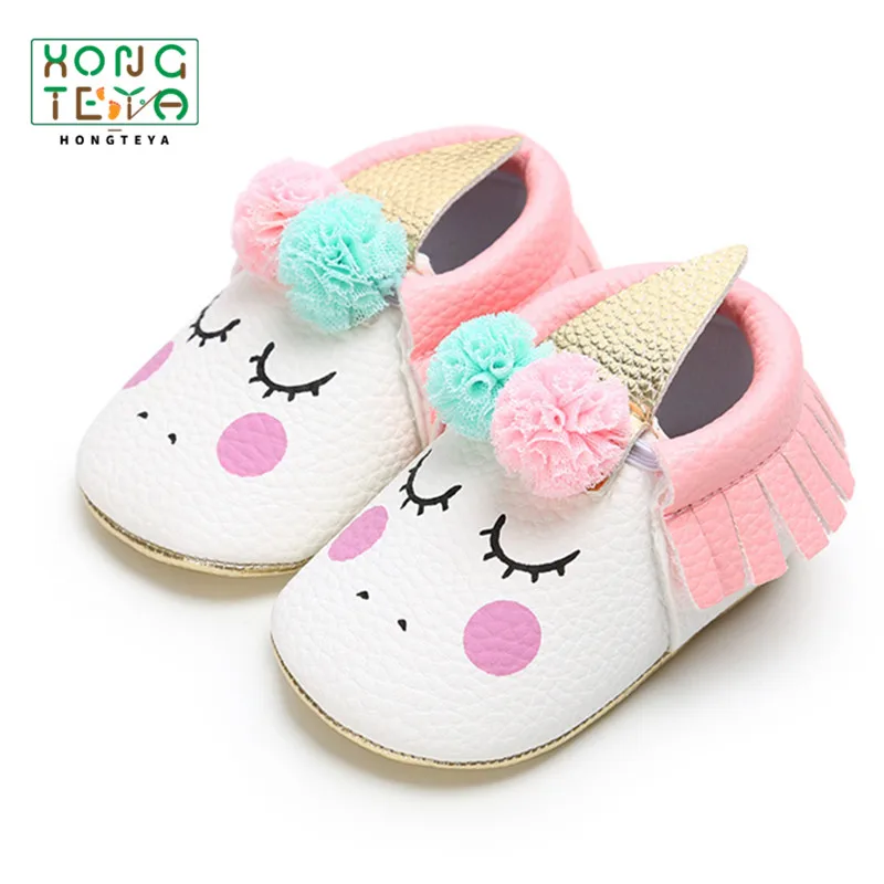 New Unicorn baby shoes PU leather gold soft sole newborn
