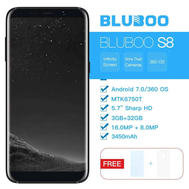 BLUBOO S8 5 7 ''смартфон 4G 18:9 полный Дисплей mtk6750 восемь ядер 3 ГБ Оперативная память