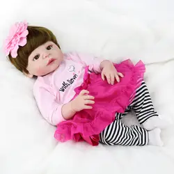 Boneca Возрожденный силикон полный реалиста для маленьких девочек reborn baby doll 23 дюйма 57 см вьющиеся парик bebes кукла трансфер до младенец