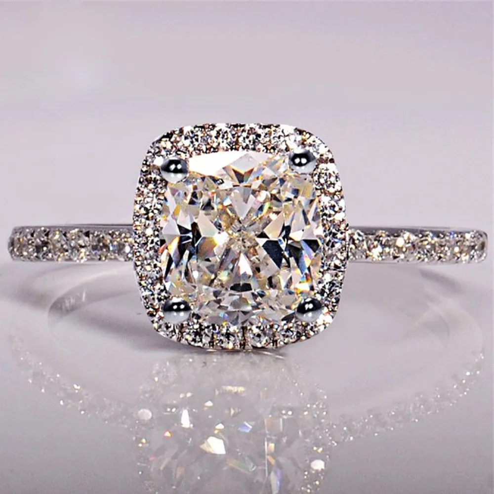 

2018 Elegant White Oval Zirconia Ring Fashion CZ Wedding Jewelry Silver Filled Engagement Promise Rings for Women Anillos Mujer