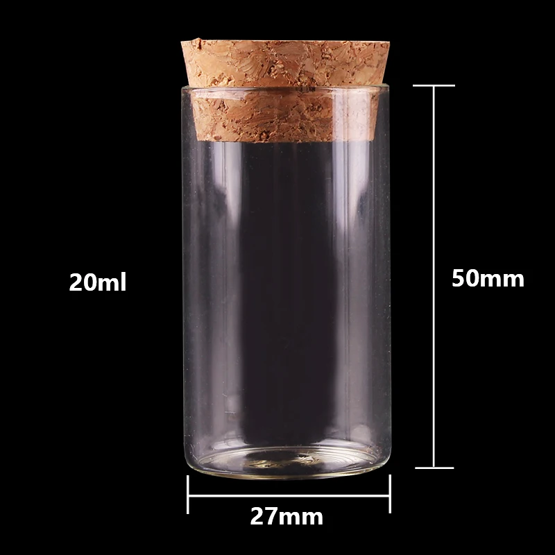 24 قطع 20 ملليلتر حجم 27*50 ملليمتر أنبوب اختبار مع سدادة الفلين زجاجات التوابل الحاويات الجرار قوارير diy الحرفية