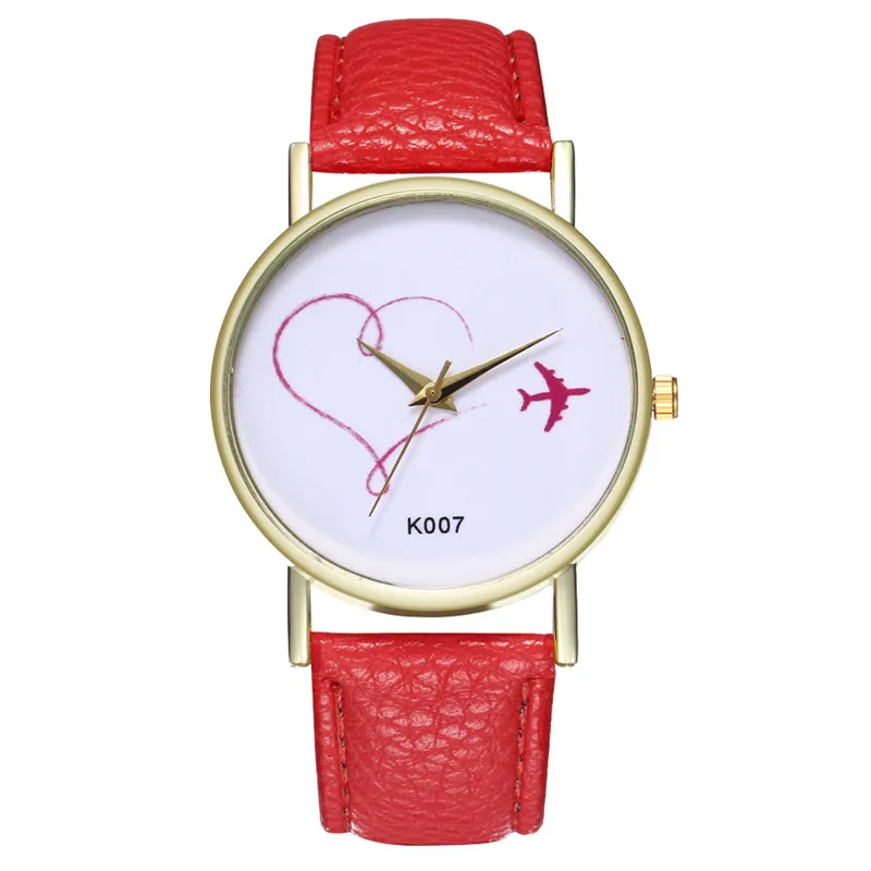 

2018 Simple Love Plane Pattern Couple Watches Wrist Watch Women Fashion Leather Women Watches Dress Clock Quartz Ladies Watch