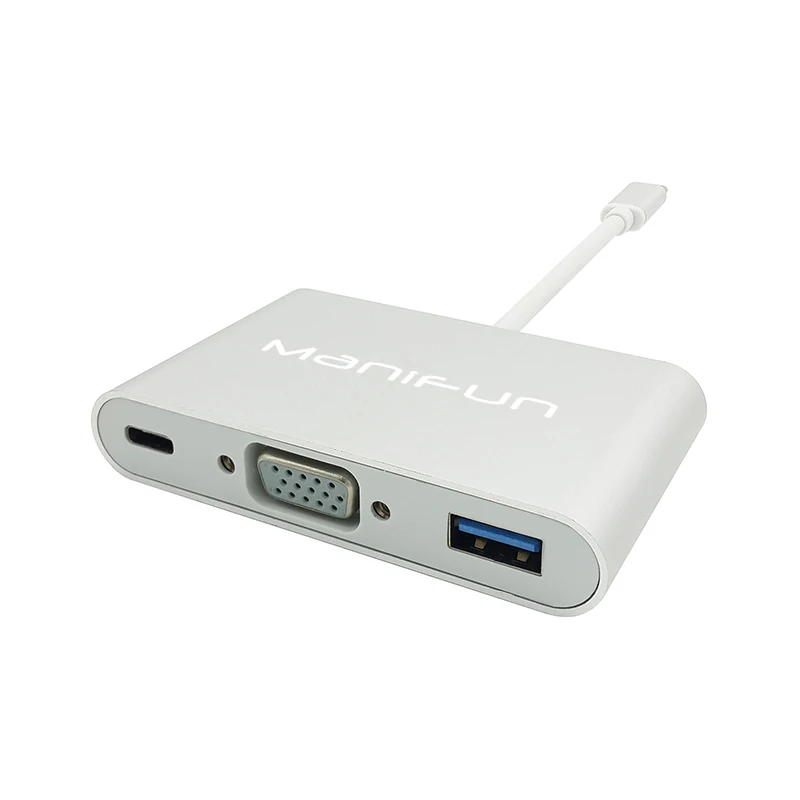 3-in-1 USB 3.1 Type C to VGA USB 3.0 Type-C Charger Adapter with Charging Video Converter for MacBook ChromeBook Pixel Projector (6)
