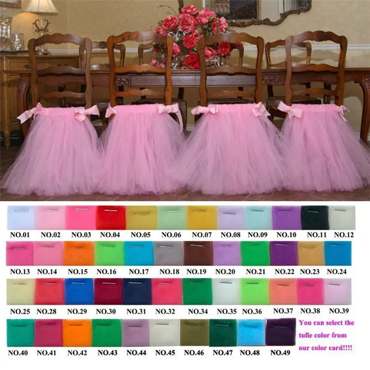 Custom Made Tulle Tutu Chair Skirts 2015 Hot Sale Wedding Chair Covers