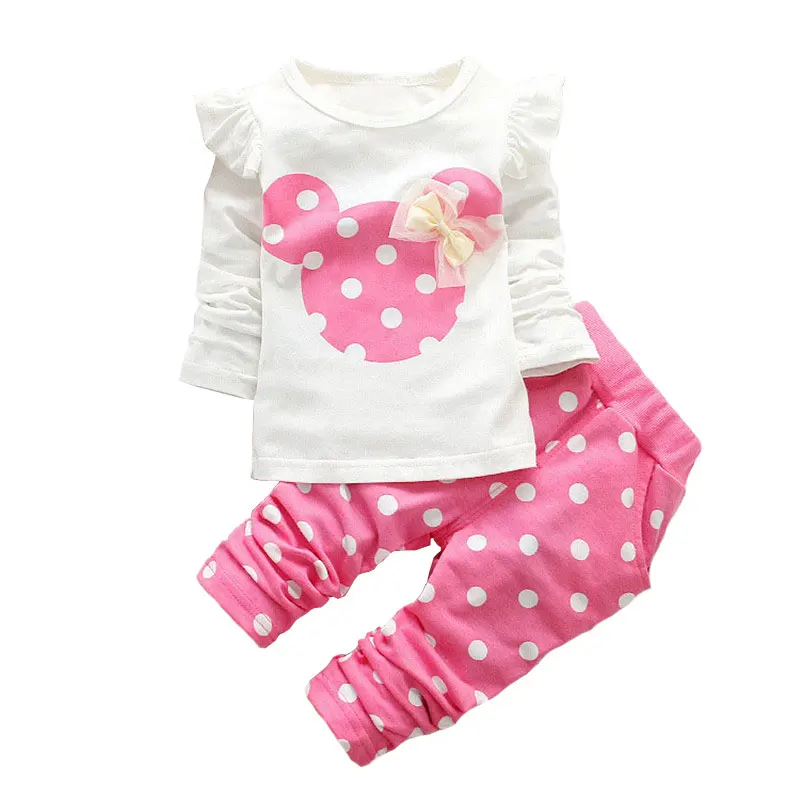 Весенне-осенняя одежда для маленьких девочек повседневная детская одежда комплект для девочек, хлопковые топы с длинными рукавами+ штаны, 2 предмета, детская одежда с круглым вырезом