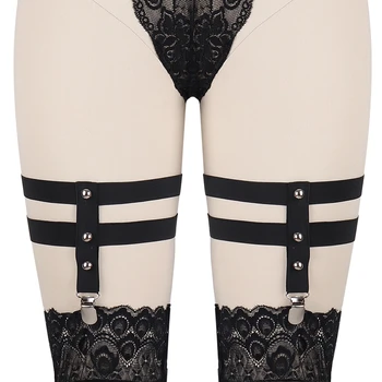 

2017Womens Fashion Sexy Leg Garter Set Black Bondage Thigh Stocking Suspender Exotic Dancewear Garters Bondage Body Harness Belt