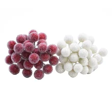 20 шт./лот 15 мм поддельные пластиковые фрукты Мороз ягоды искусственный гранат красный букет цветов вишневого дерева тычинки DIY Подарочная коробка Украшенные тычинки