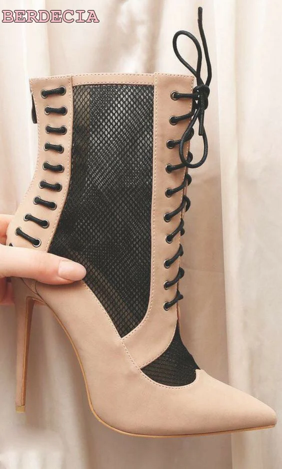 short beige ankle boots
