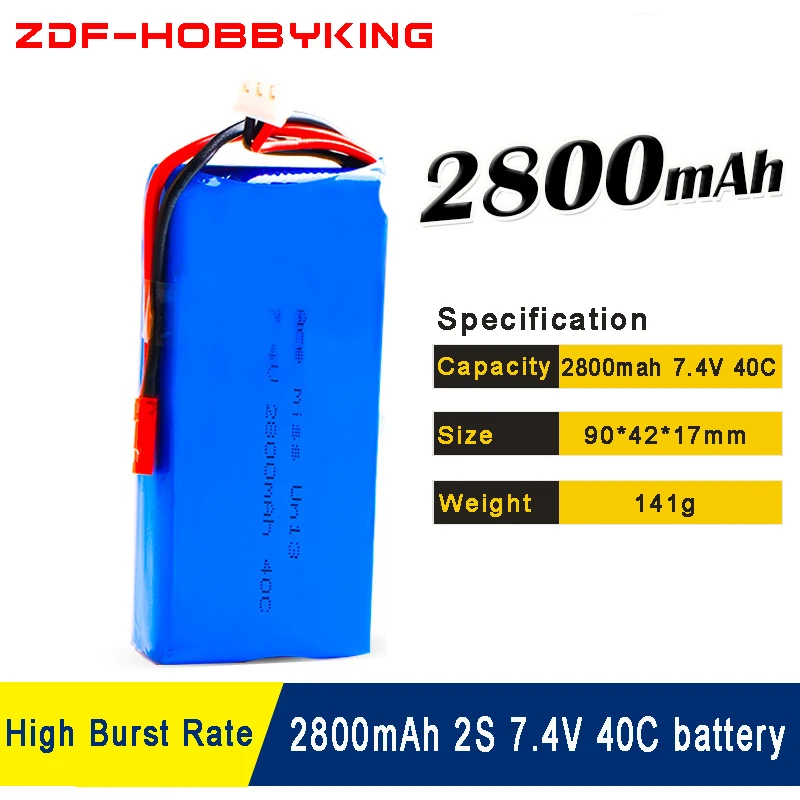 Литий полимерный аккумулятор 1 шт. 7 4 В 2800 мАч 40C 2S литий для WLToys V262 V333 V323 V666