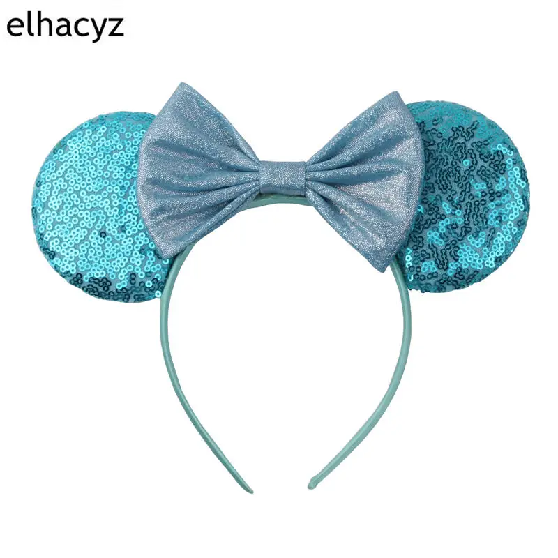 

1PC 5" Metallic Hair Bows Minnie Mouse Ear Hairband For Girls Big Sequins Ears Chic DIY Hair Accessories Headband