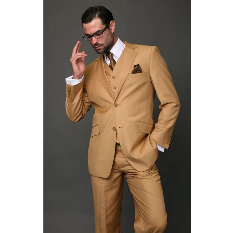 31.1      New Style Khaki Classic Men Suit Slim Fit Modern Wedding Blazer Outfit Custom 3 Piece Wedding Suits (Blazer+Pants+Vest)
