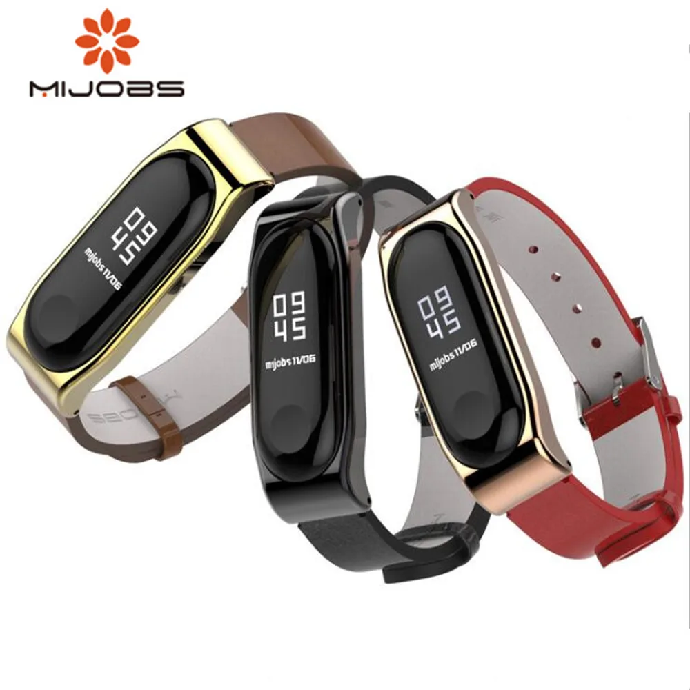 

Mijobs Crazy Horse PU Strap For Xiaomi Mi Band 3 Smart Watch Screwless Bracelet mi band 3 Strap Miband 3 Strap Screwless Wrist