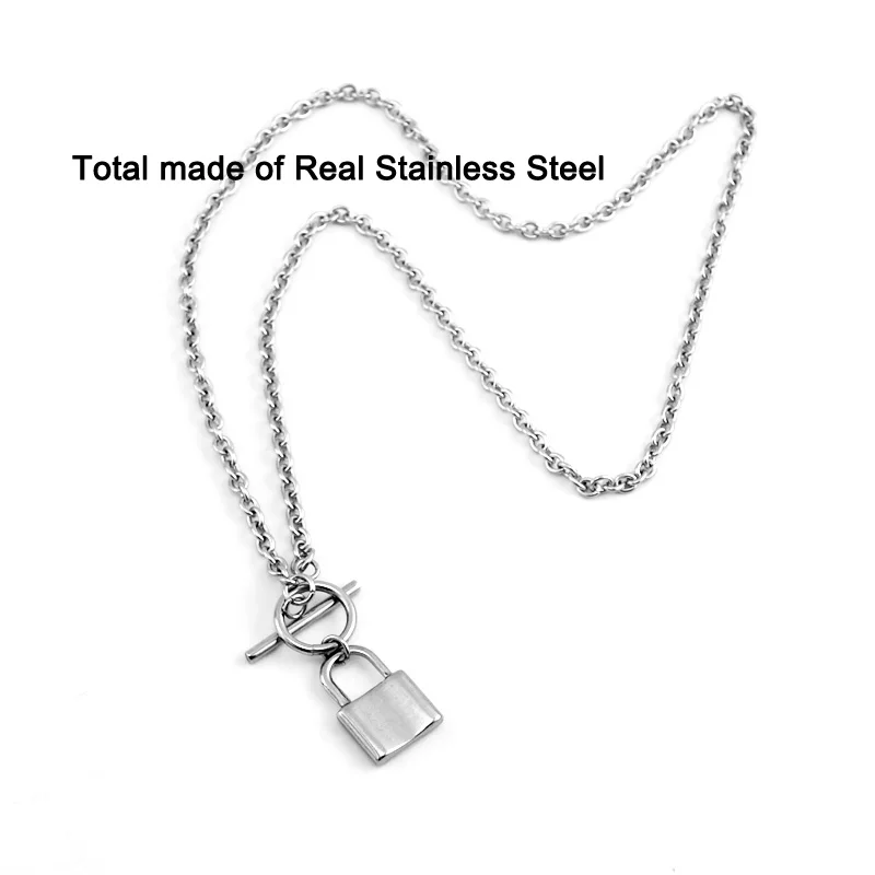 Stainless Steel Padlock Pendant Necklace for Women Simple Lock Link Chain  Necklaces collar Men Friendship Gifts Jewelry - AliExpress