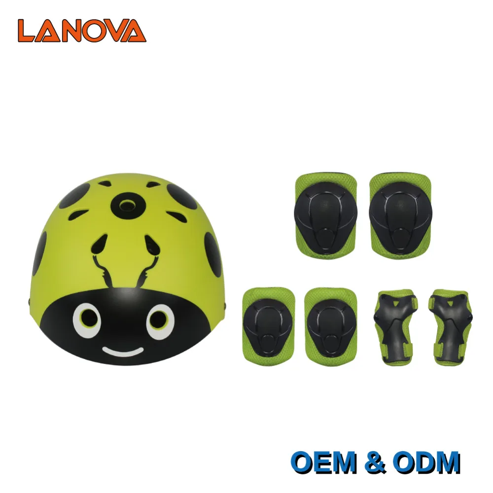 LANOVA, Прекрасный защитный набор, Детские наколенники, защита для запястья, детский шлем для скутера, велоспорта, роликовых коньков