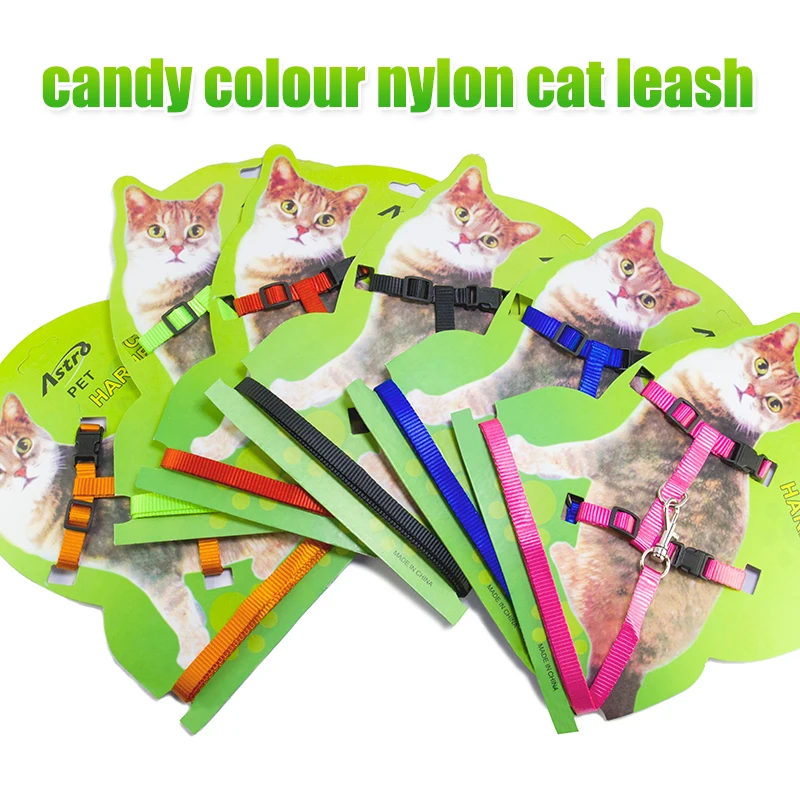 

Free Shipping Soft Adjustable Cat Harness And Leash 6 color Animals Adjustable Harness Belt Cat Kitten Halter Collar