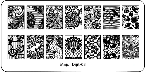 Новое поступление MajorDijit черный цветок кружева ногтей штамповки пластины нержавеющая сталь дизайн ногтей штамп маникюрный шаблон инструменты для ногтей - Цвет: MajorDijit03