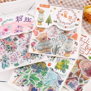 

40 Pcs/pack Kawaii Deer Whale Cat Flower Plant Space Diary Mini Paper Decorative Stickers Scrapbooking Journal Label Stationery