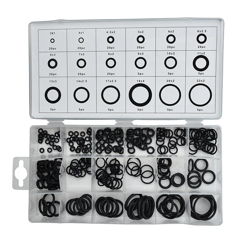 225 pcs Rubber O Ring O-Ring Washer Seals Watertightness Assortment Different Size With Plactic Box Kit Set 5