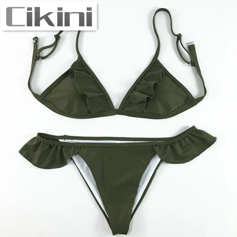 

2018 Hot Design Retro Style Simple Model Brazilian Sexy Printing Swimsuit Bikinis Halter Padded Biquinis Feminino