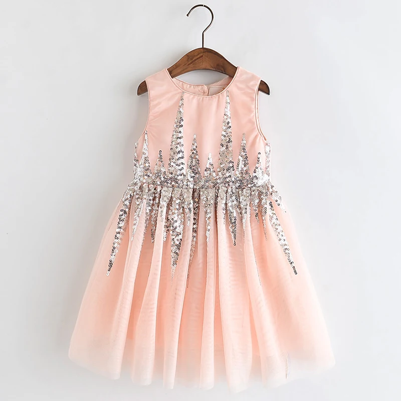 

Summer Dress For Girls Clothes Sequins Kids Princess Dress For Evening Party Sleeveless Baby Girls Tutu Dresses Vestidos