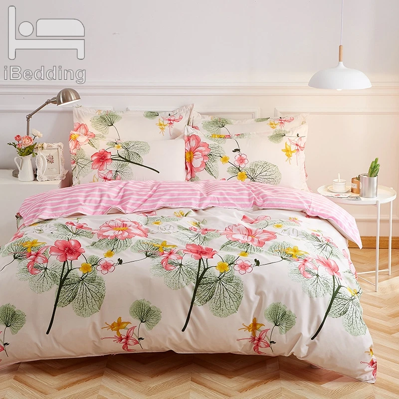 

Flower Bedding Set Green Tree Bed Linens Leafs Duvet Cover Set Flat Sheet +duvet cover+ Pillowcase Plant Bed Sets Home Bedding