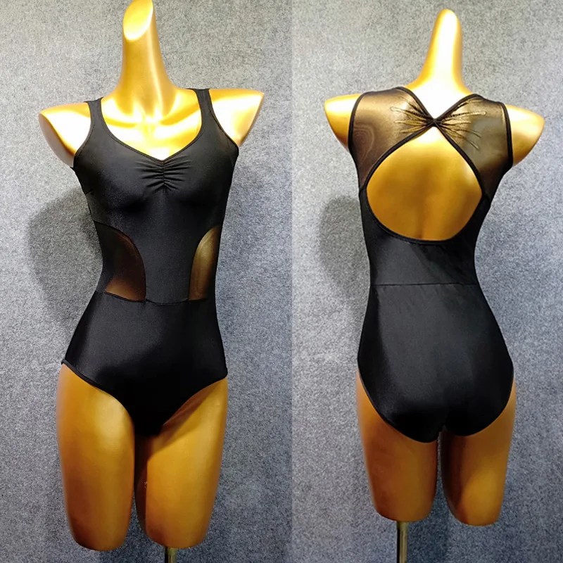 

Latin Dance Tops Women Practice Clothes Dancing Jumpsuit Lady Rumba Cha Cha Samba Tango Black Leotard Sexy Backless Wear DN3388