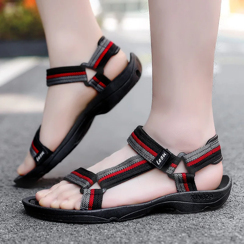 

Thestron Beach Sandals Mens Sandals Summer 2019 Red Blue Beach Shoes Men Outdoor Sandals Breathable Non Slip Size 39-44 Brand