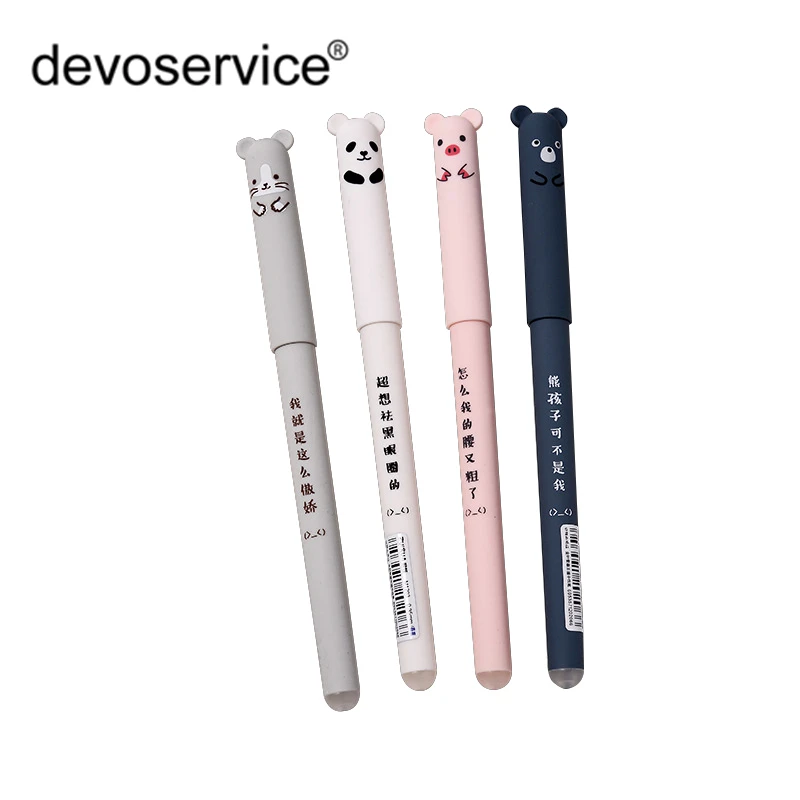 

4Pcs/Lot Kawaii Cartoon Animals Erasable Pen Magic Gel Pen 0.38mm Blue Ink School Office Writing Supplies Student Stationery