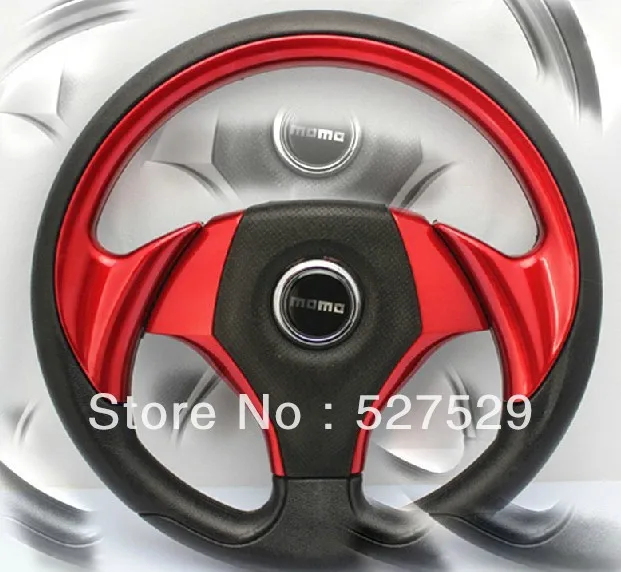 

13" Red Refires MOMO Automobile Racing Steering Wheel 330mm PU Steering Wheel With Horn Button Free Shipping
