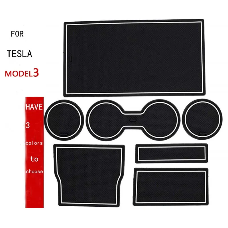 

Door groove mat Gate slot pad For Tesla Model 3 2017 2018 2019 Non-slip Interior Door Pad/Cup MAT 7pcs pvc red black blue black
