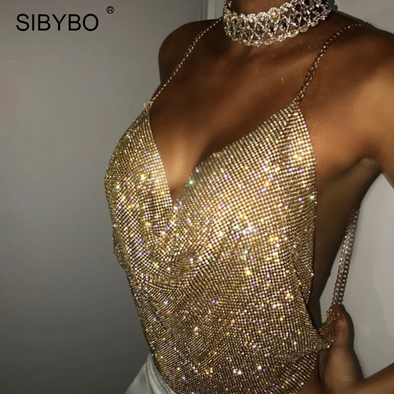 Женский укороченный топ Sibybo с лямкой через шею и открытой спиной пляжный