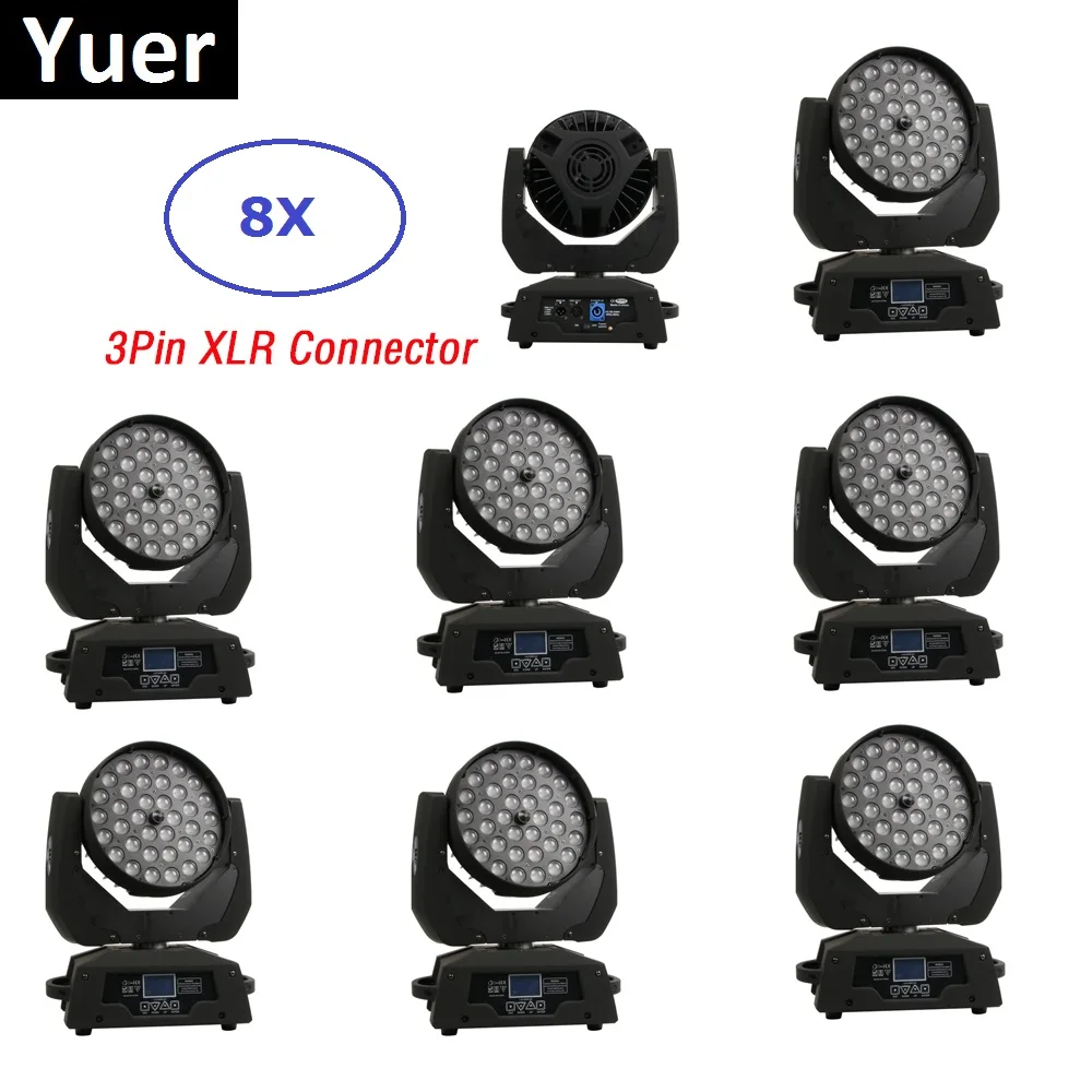 Светодиодный сценический светильник 8XLot с зумом s 36X18W RGBWA + UV 6 в 1 сенсорный экран DMX