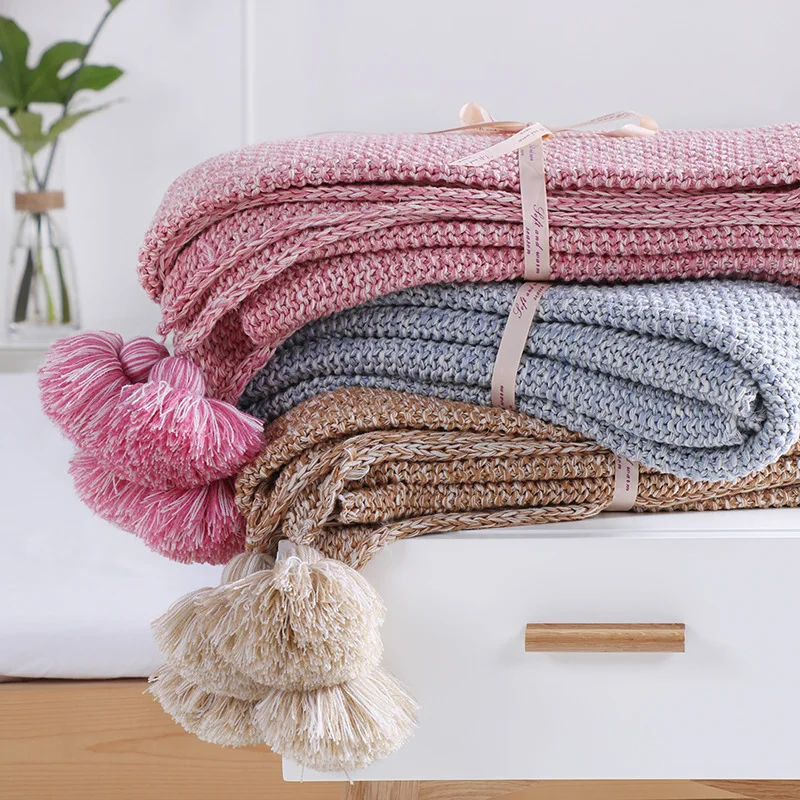 

New Cotton Knitted Blanket Nordic Spring And Summer