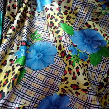 

Flower Satin Fabric Leopard Craft Glossy Craft Fabric Soft Tissue Tilda DIY Scarf Ribbon Decoration Fabric