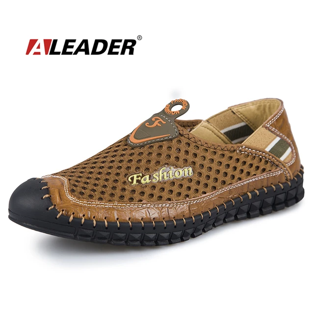 Mens Casual Shoes Mesh Breathable Driving Shoes Outdoor Leather Sneakers Flat Loafers Summer Mens Casual Shoes Mesh Breathable Driving Shoes Outdoor Leather Sneakers Flat Loafers Summer