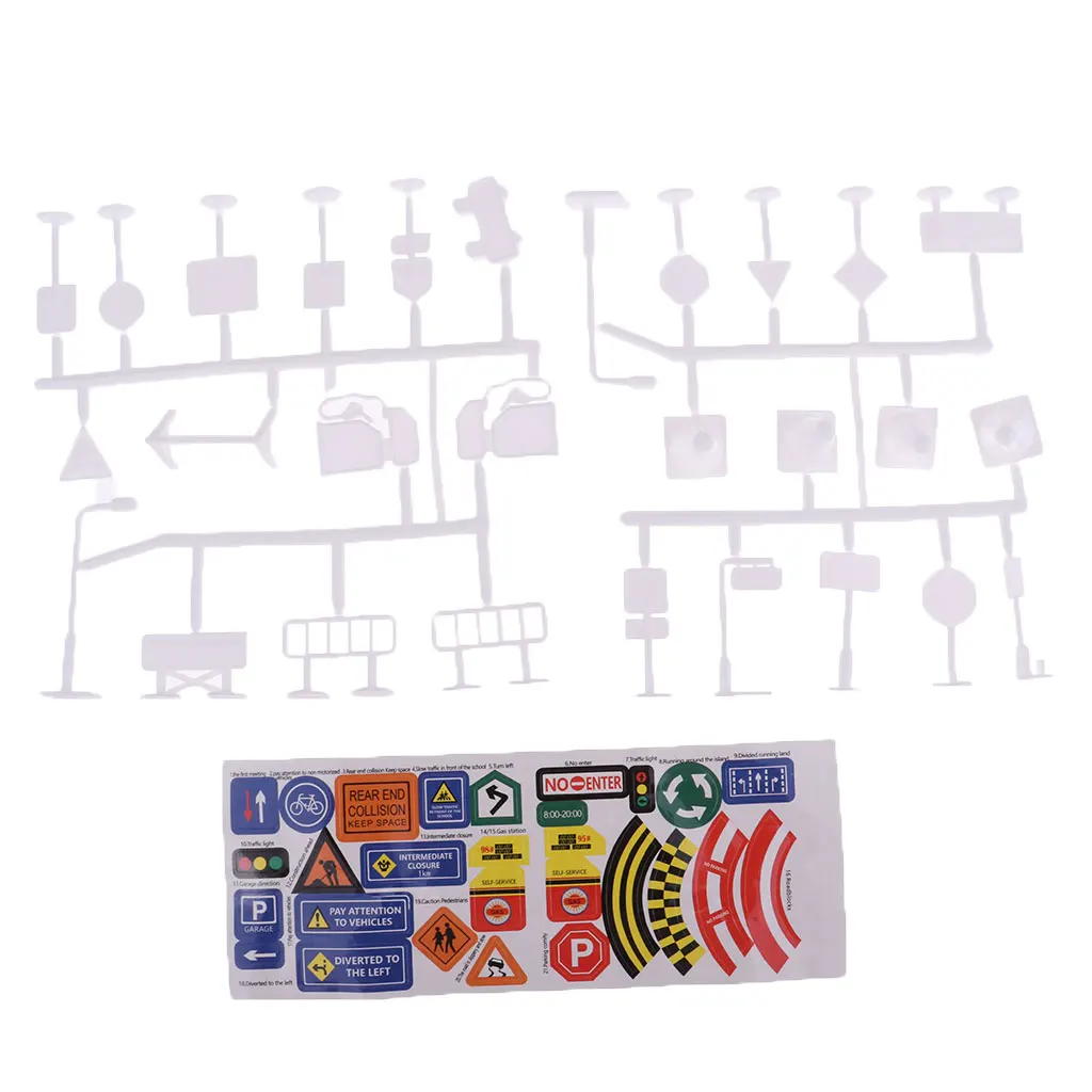 28pcs/pack Plastic Traffic Signs Road Sign Miniatures Kids Educational Toy