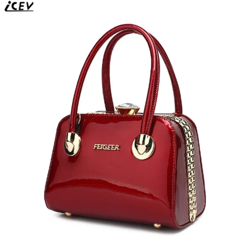 

ICEV New Fashion Women Leather Handbag Patent Leather Bag Handbags Women Famous Brands Diamonds High Quality Ladies Office Totes