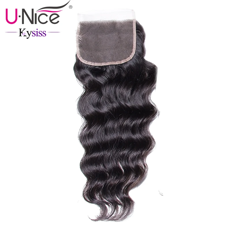 Волосы UNICE 8A Kysiss серии Бразильский Натуральный волнистый кружева Закрытие человеческих волос 1"-20" девственные волосы 120% плотность