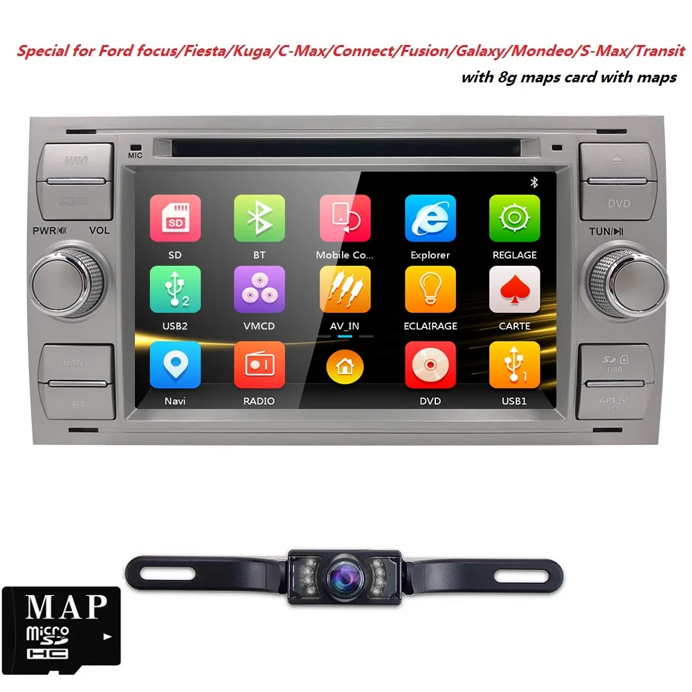 Top Hizpo 2 Din 7 InchCar DVD Player Navigator For Ford Focus Mondeo Fusoin 2 3 S C-Max Fiesta Galaxy Connect kuga Audio2004-2008 1